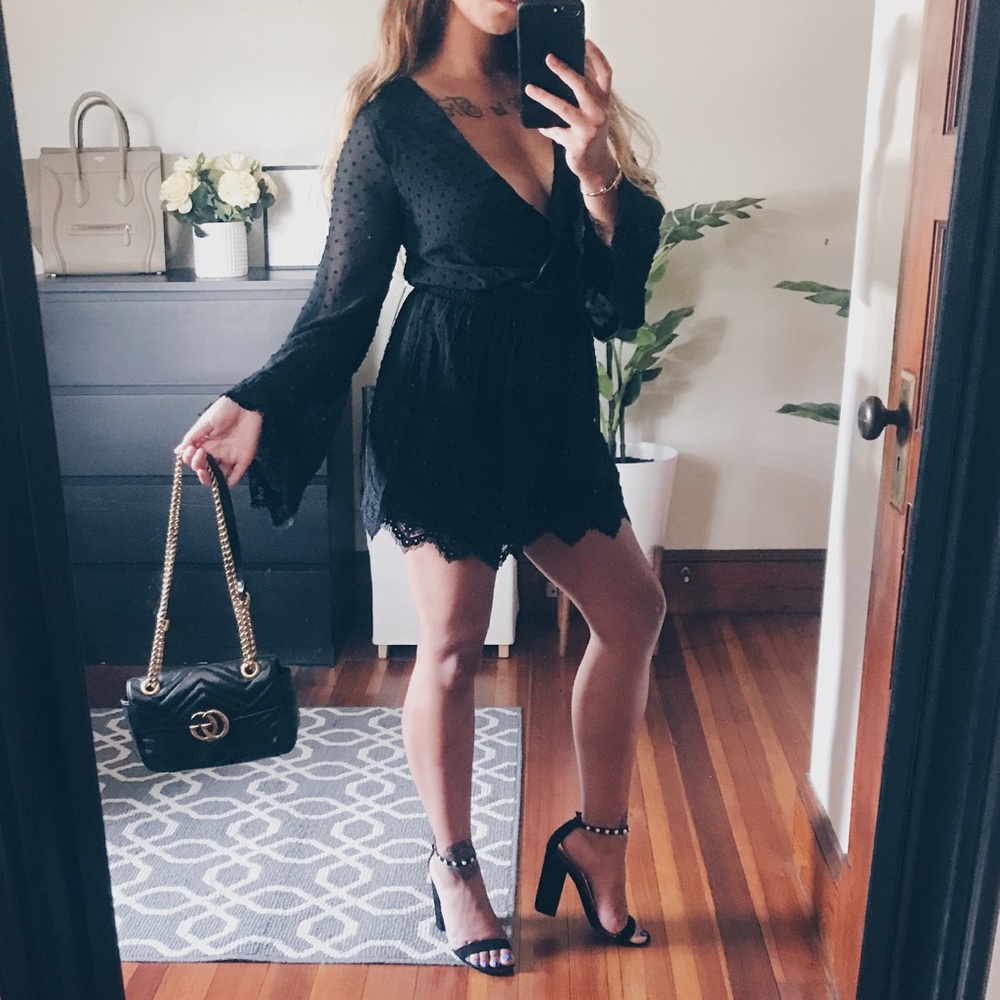 Swiss Dot Bell Sleeve Romper